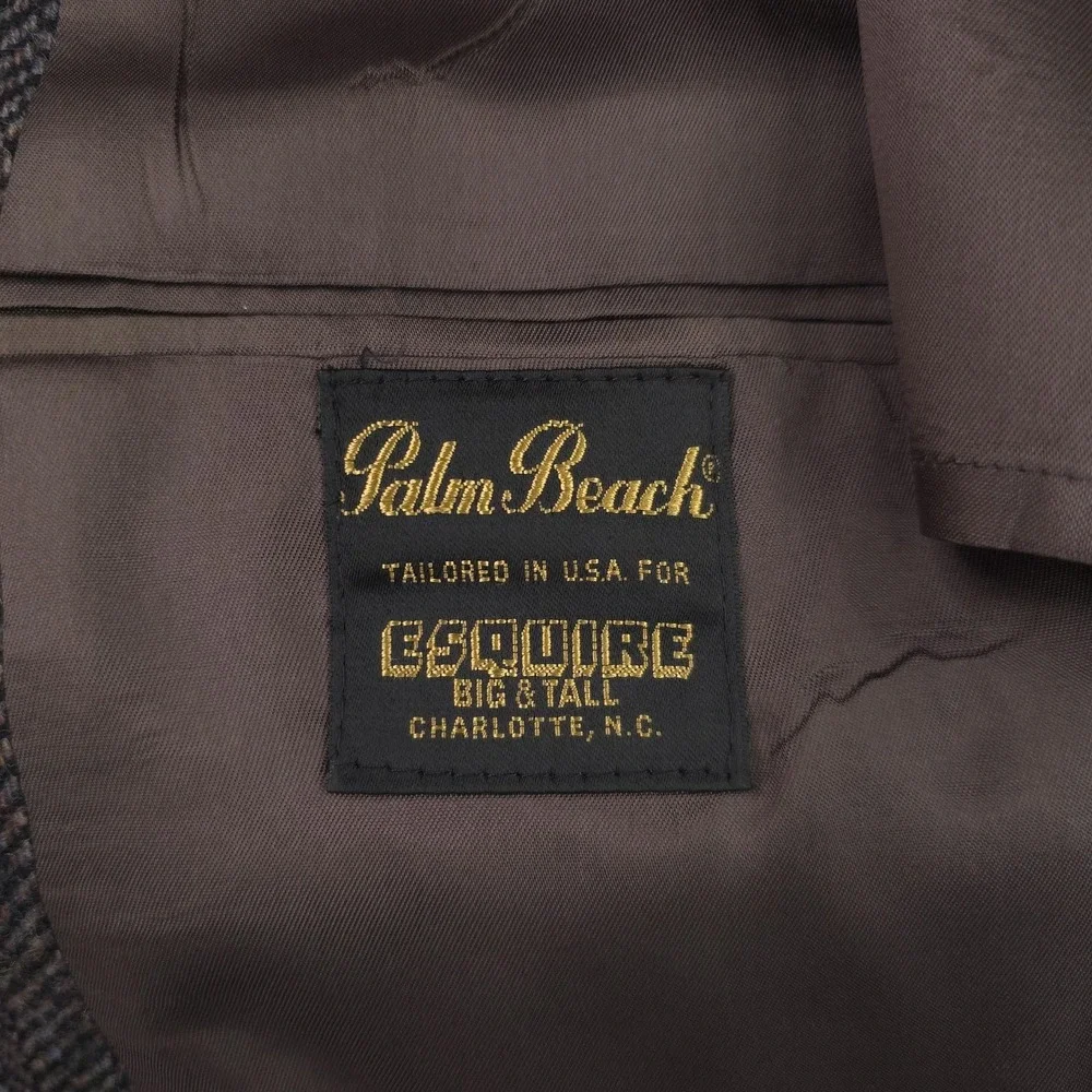 Vintage Palm Beach Blazer Mens 44L‎ Gray Herringbone Wool Tweed Sport Coat